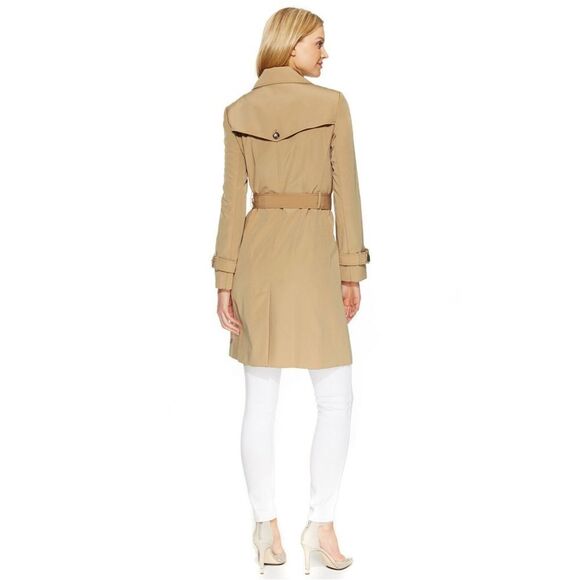 New! CALVIN KLEIN Women's Belted Trench Coat Long Jacket Size XL Color Khaki - Picture 2 of 4